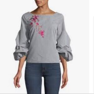 New Romeo and Juliet Couture Gingham Bishop Sleeve Blouse